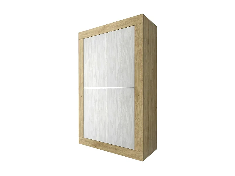 Buffet design 4 portes en bois collection ACCESS. Coloris blanc et chêne clair