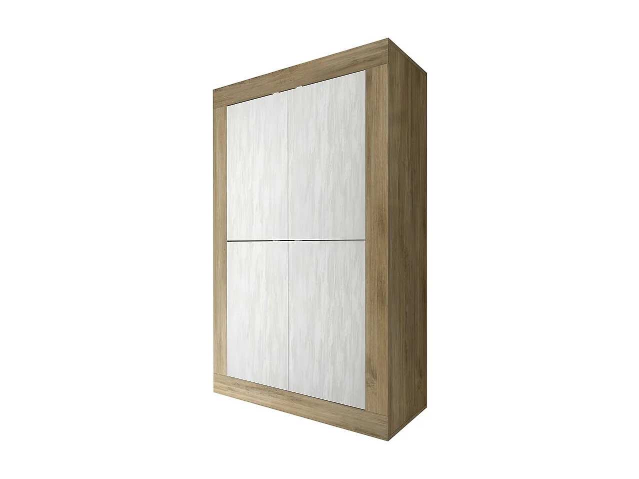 Buffet design com 4 portas em madeira coleção ACCESS. Cores branco e carvalho escuro.