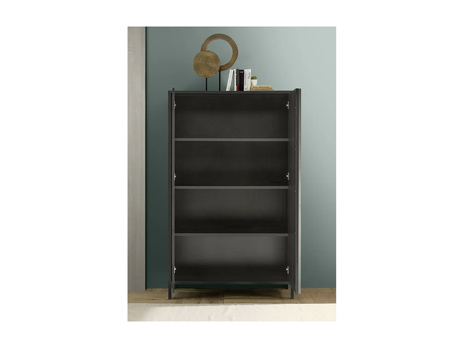 Buffet design 2 portes en bois collection IRON. Coloris chêne noir