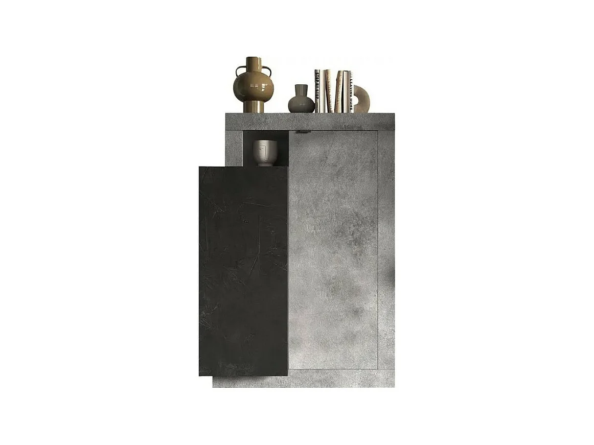 Buffet design 2 portes collection DOMI. Coloris effet béton et gris anthracite