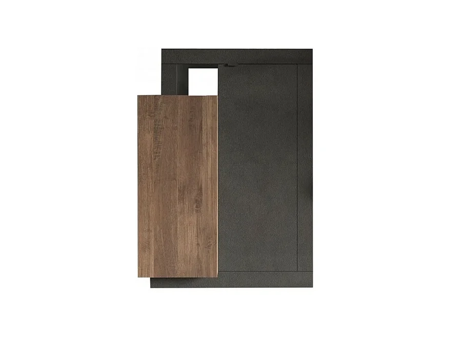 Meuble TV 1 porte 2 tiroirs, collection DOMI, gris anthracite/chêne foncé, pour salon design