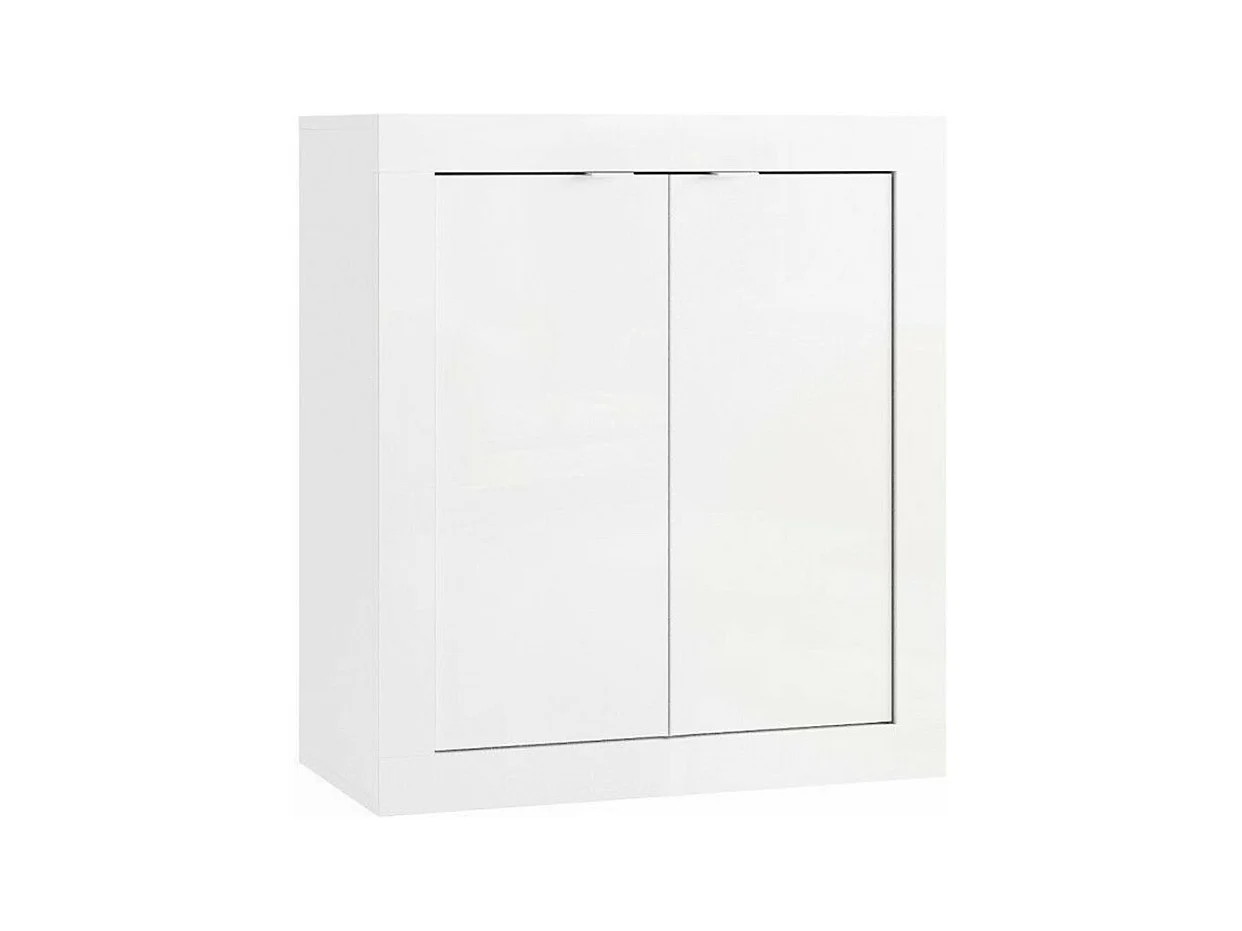 Meubel voor de badkamer ISORA – 2 deuren, 2 planken – Glanzend wit gelakt – Modern ontwerp
