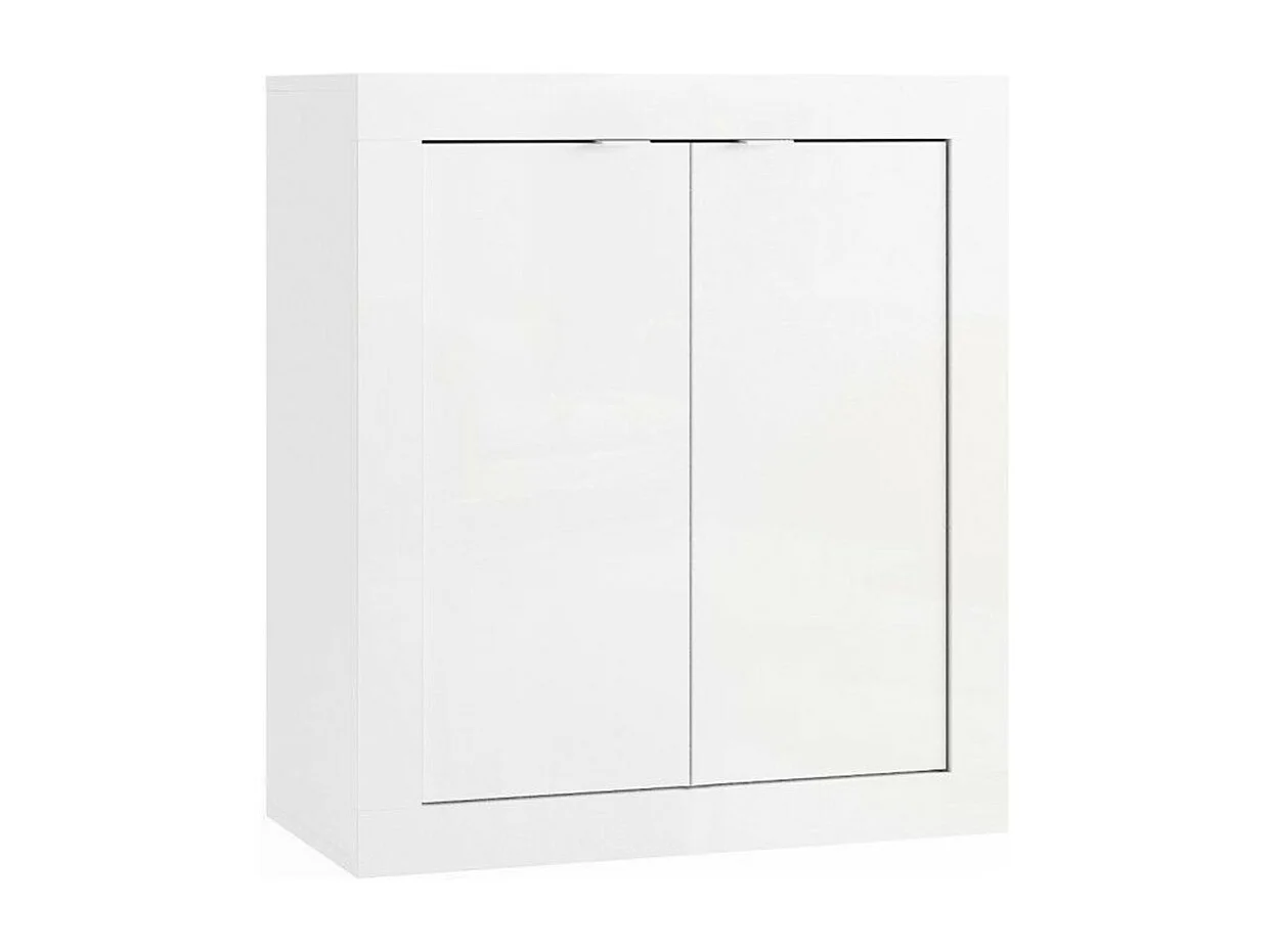 Meuble de salle de bains ISORA – 2 portes, 2 étagères – Blanc laqué brillant – Design moderne