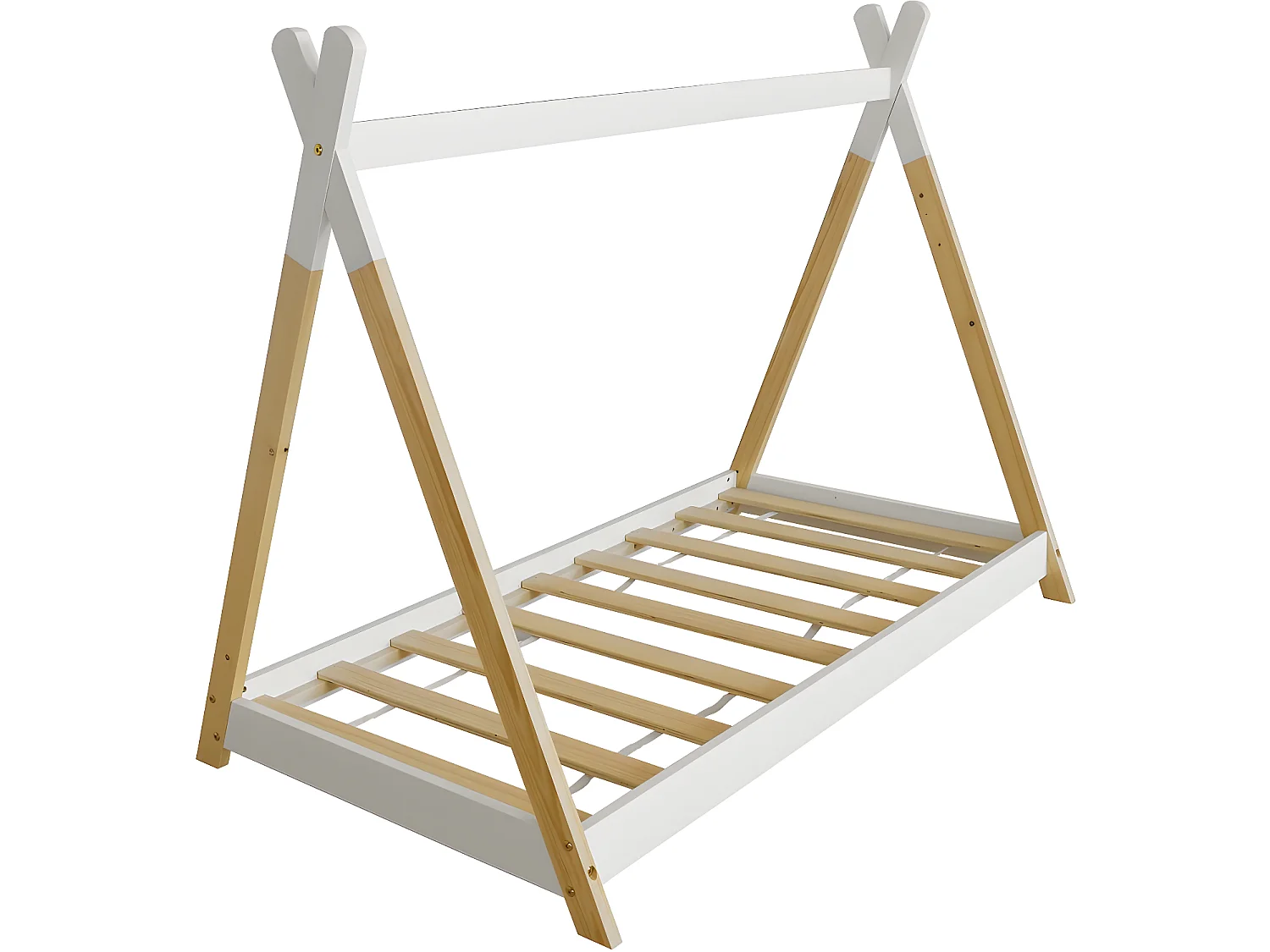 Kinder Tipi Bett "Melissa" 70x140cm Weiß aus Kiefernholz