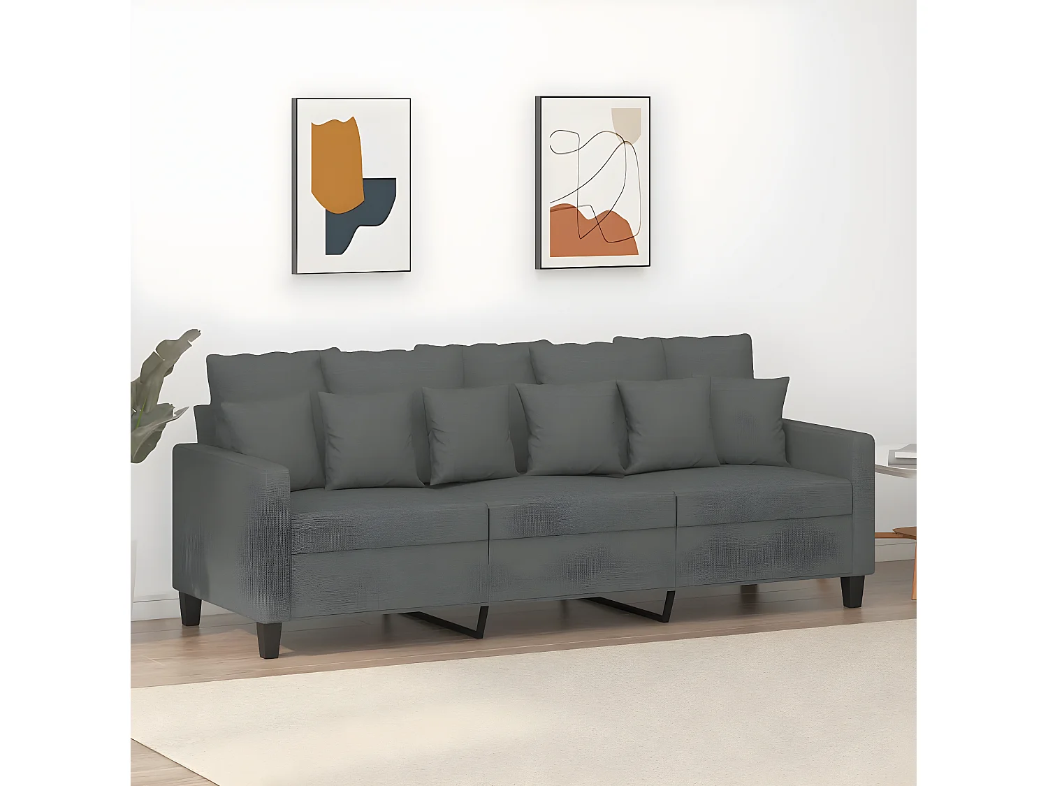 3-zitsbank Donkergrijs 180 cm Stof