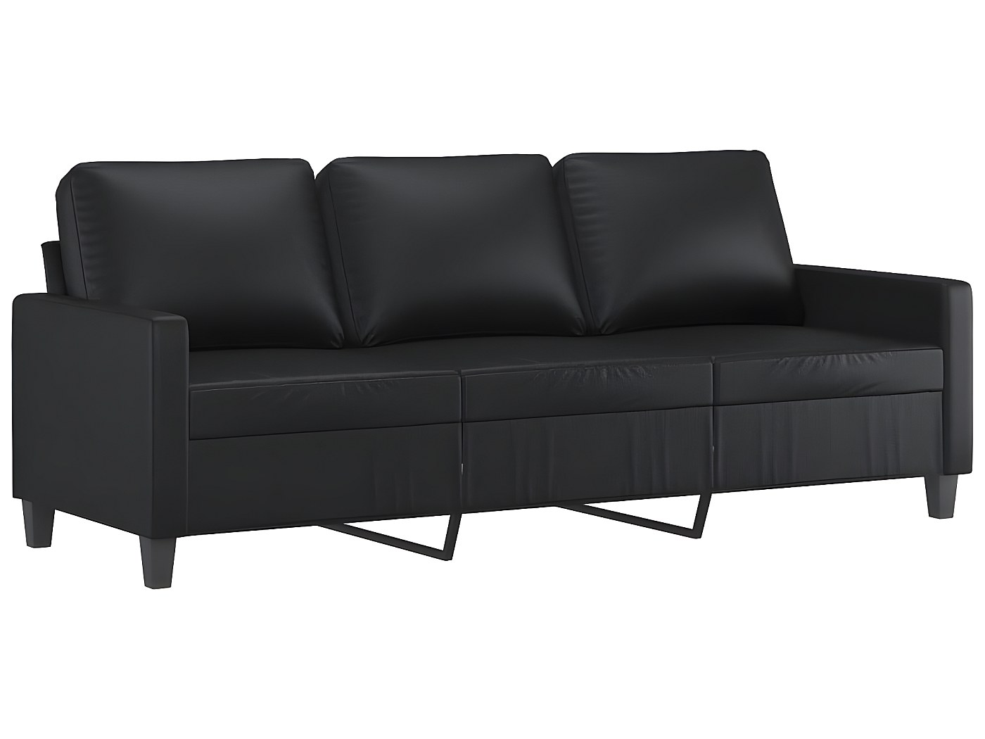 Sofá 3 plazas negro 180 cm Polipiel