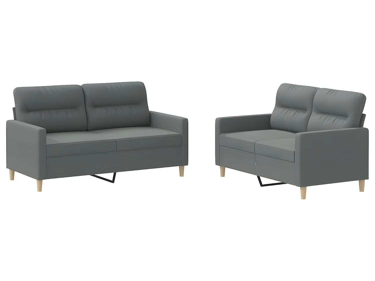 Ensemble de canapés 2 pcs avec coussins Gris foncé Tissu