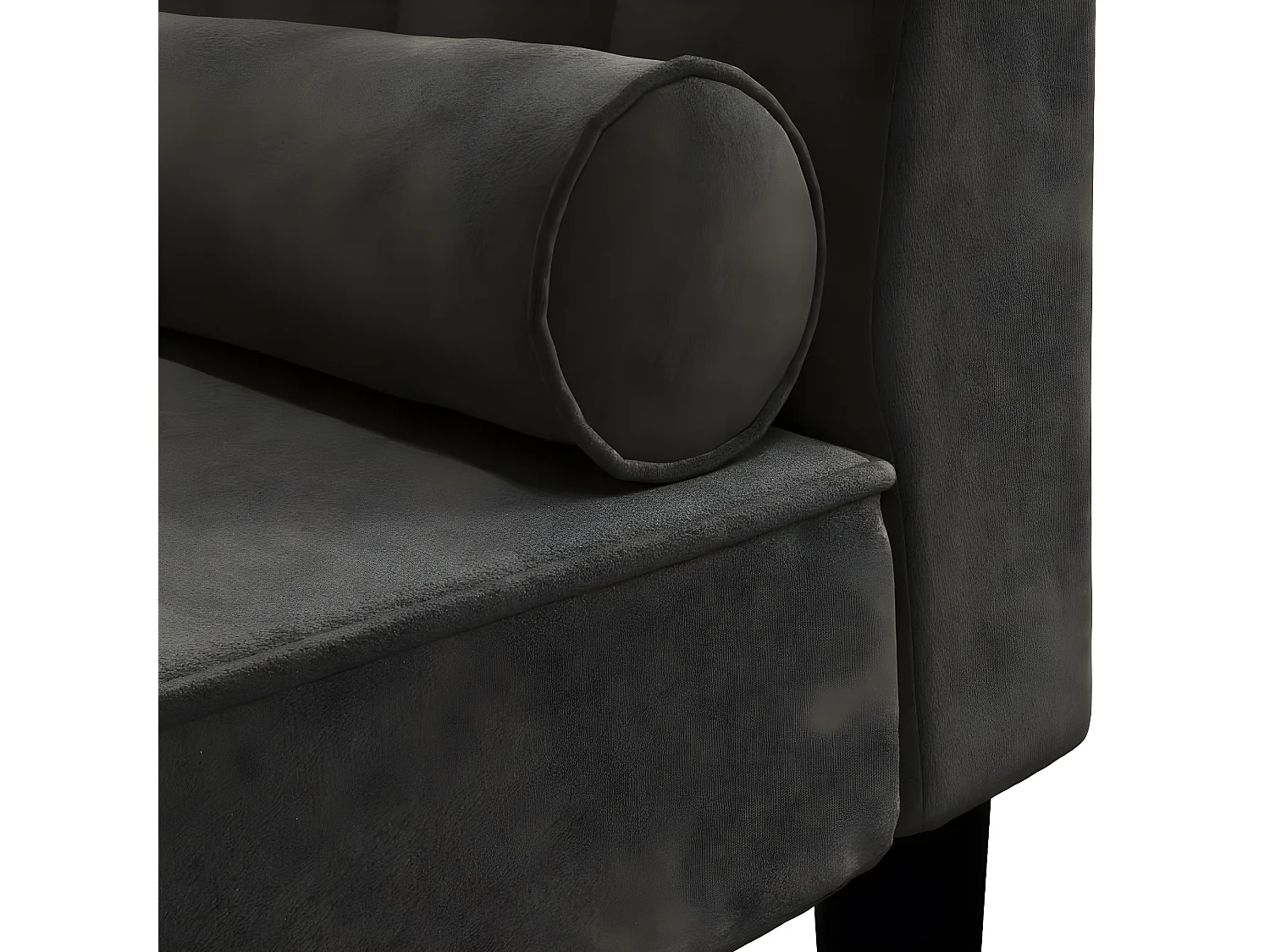 Chaise longue avec traversin noir velours