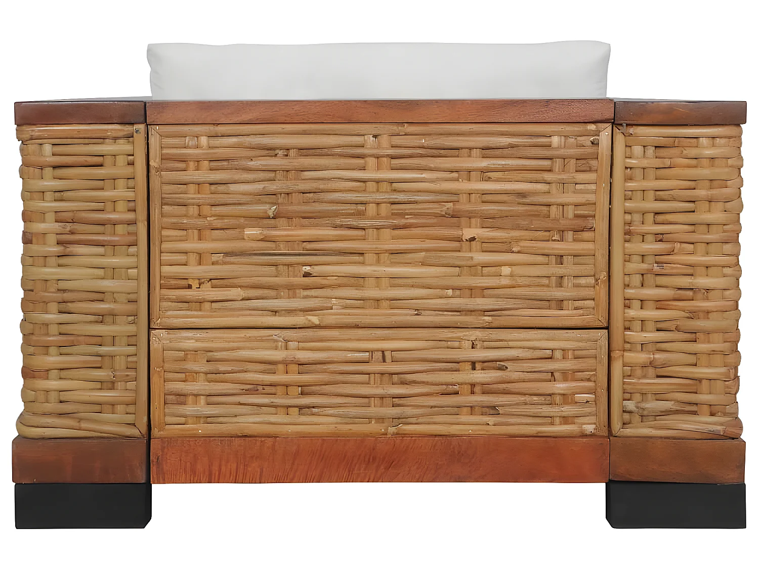 Conjunto de sofás 2 piezas con cojines Rattan Natural Marrón