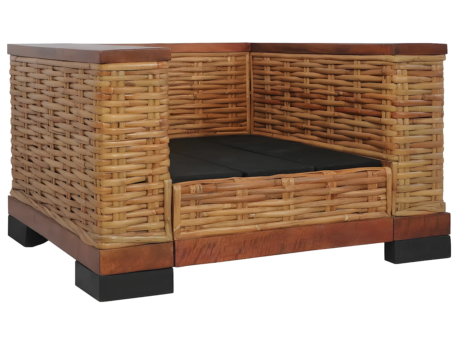 Conjunto de sofás 2 piezas con cojines Rattan Natural Marrón