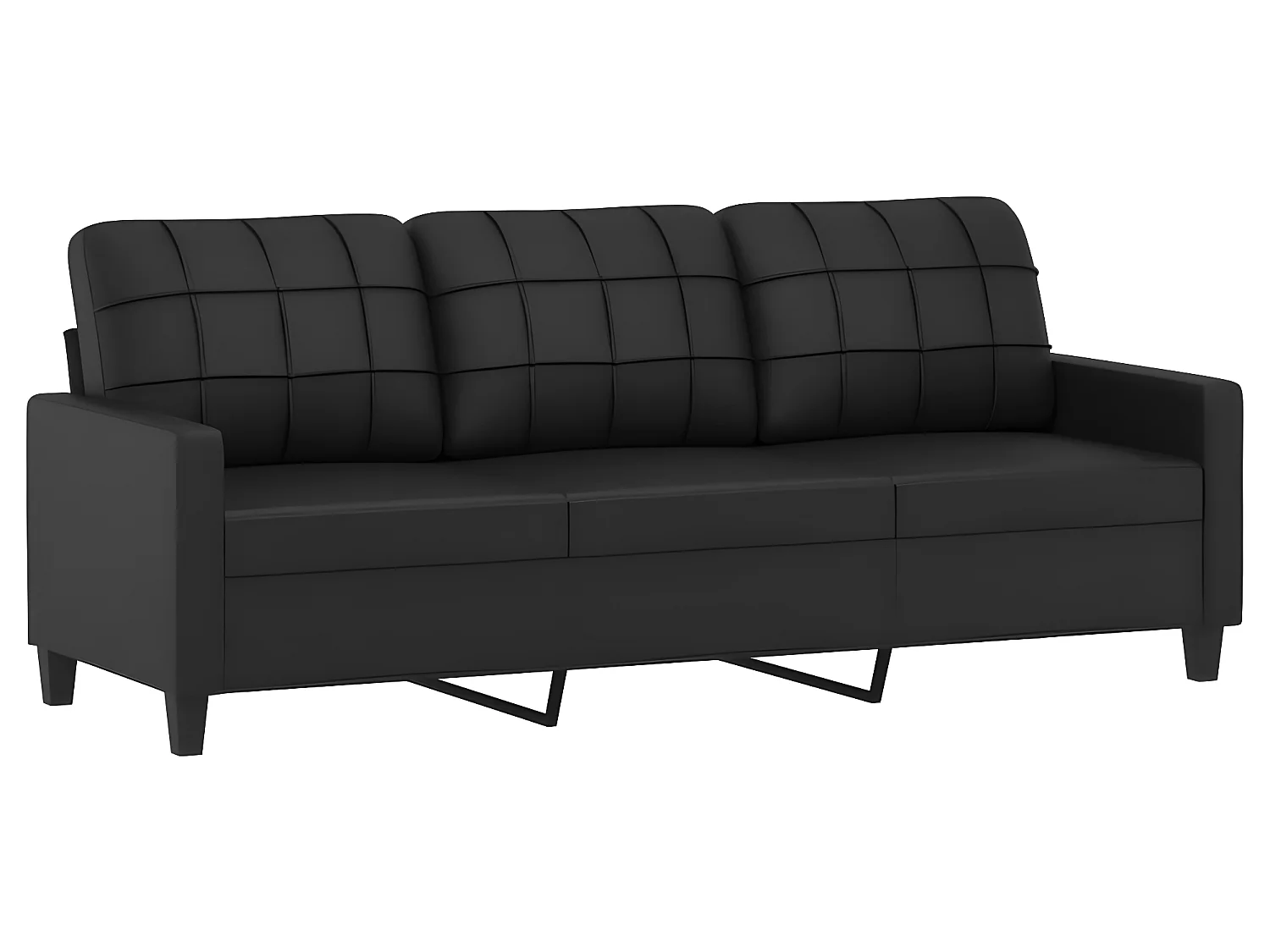 3-zitsbank Zwart 180 cm Kunstleer