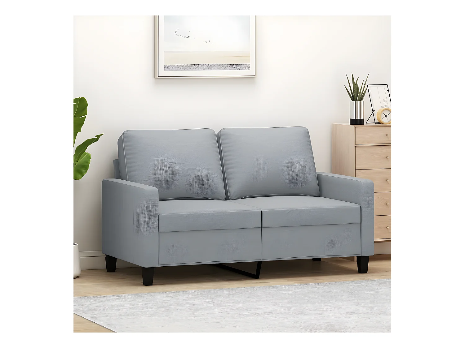 Canapé à 2 places Gris clair 120 cm Tissu