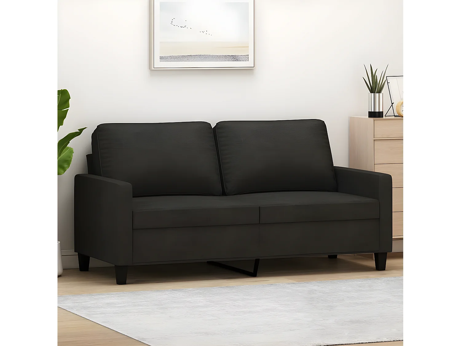 2-zitsbank Zwart 140 cm Stof