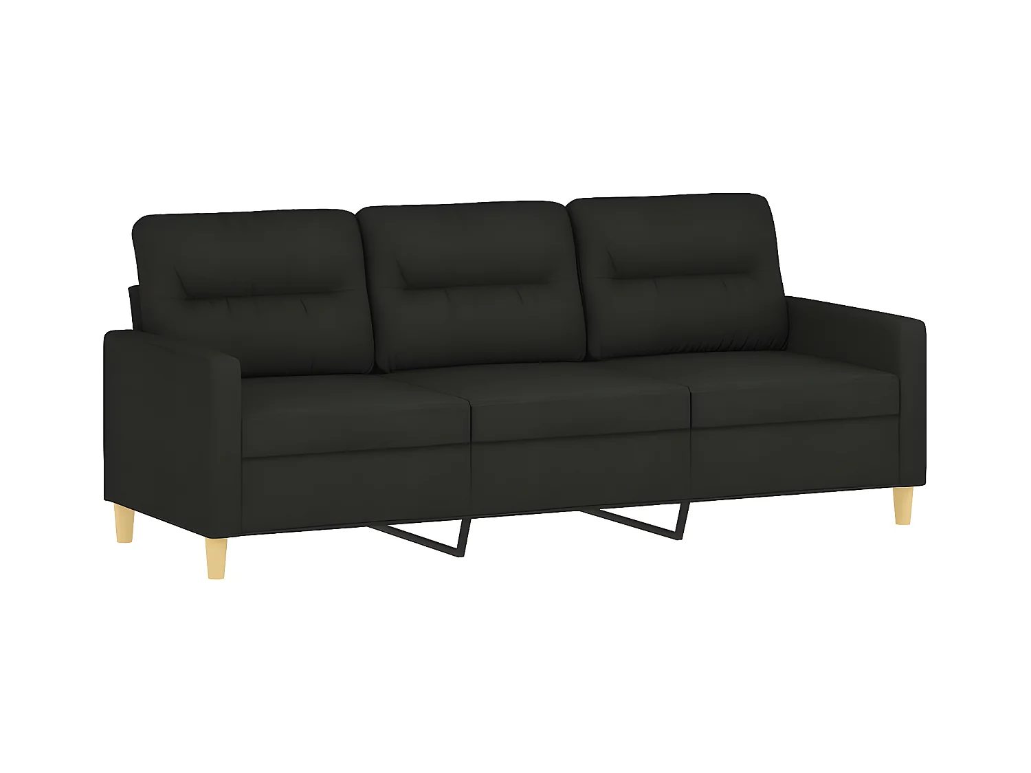 Canapé 3 places avec oreillers décoratifs noir 180 cm tissu