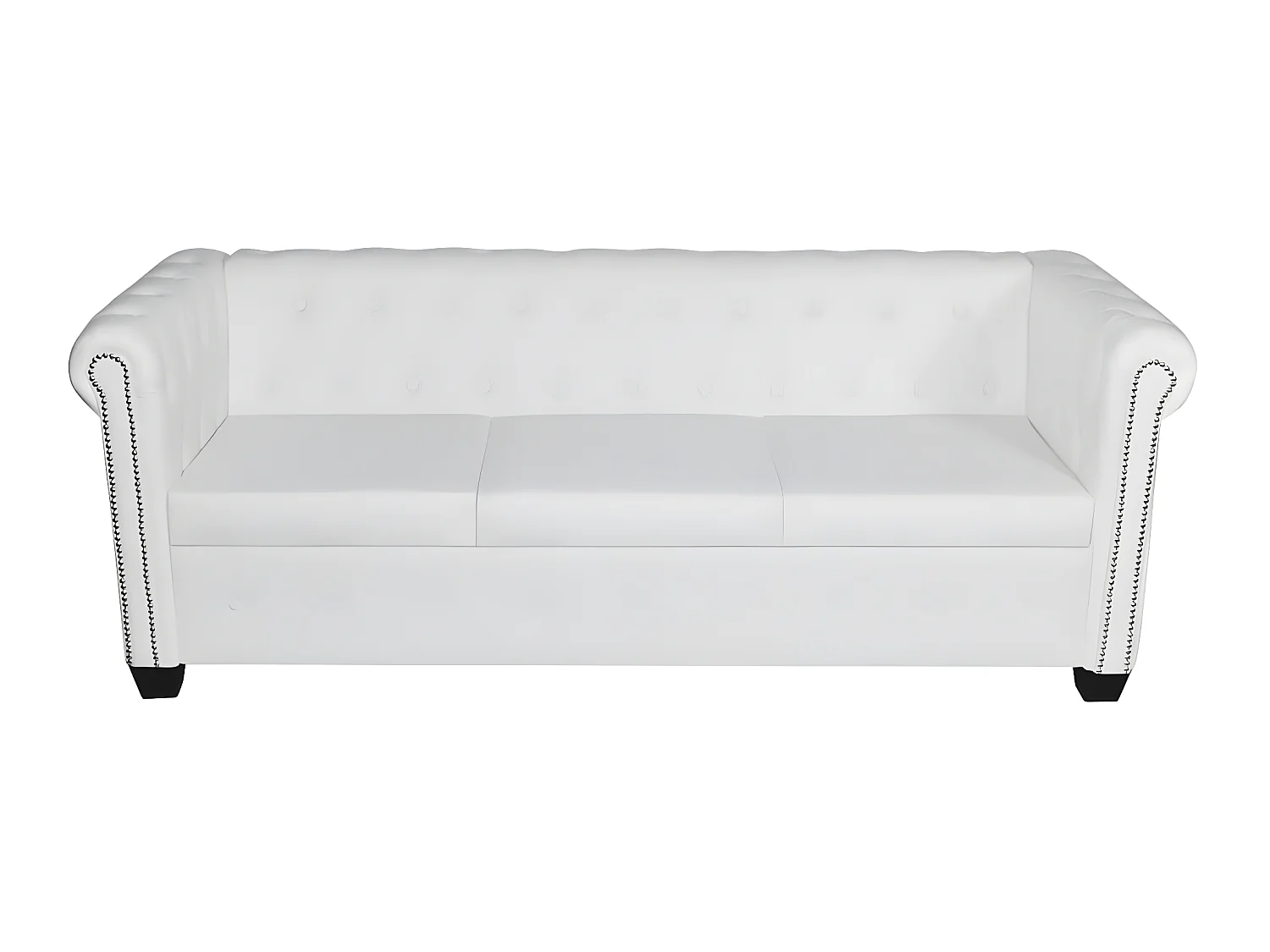 Canapé Chesterfield à 3 places cuir synthétique blanc