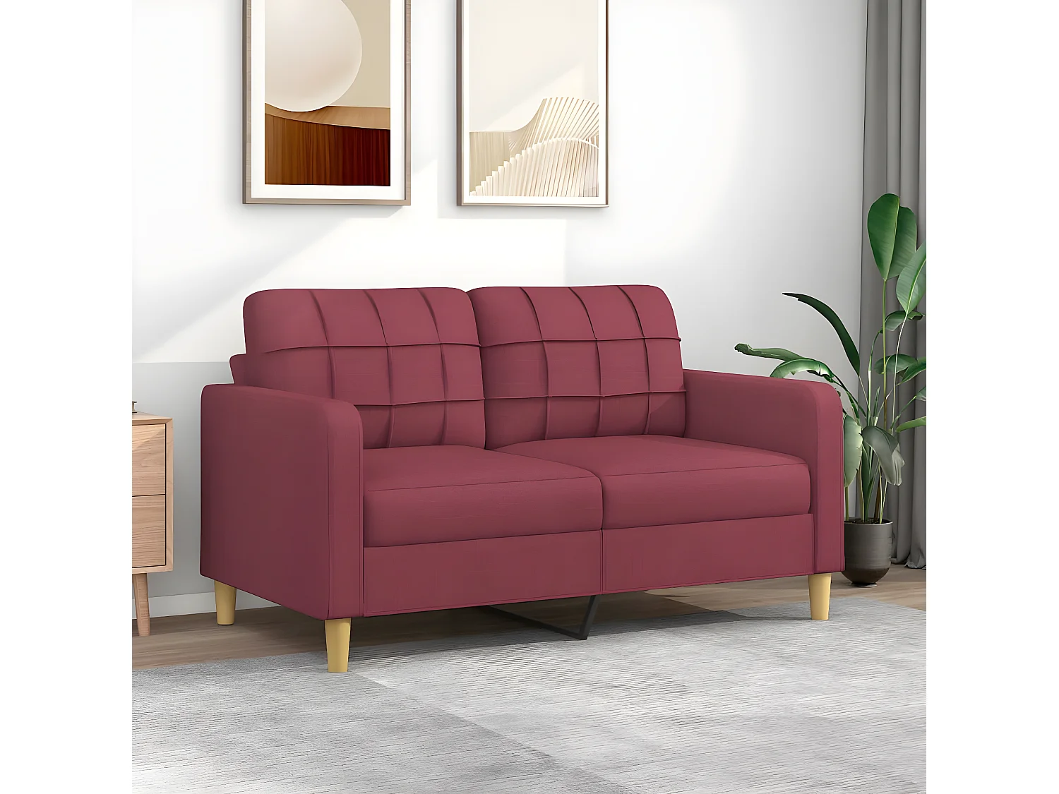 2-zitsbank Bordeaux rood 140 cm Stof