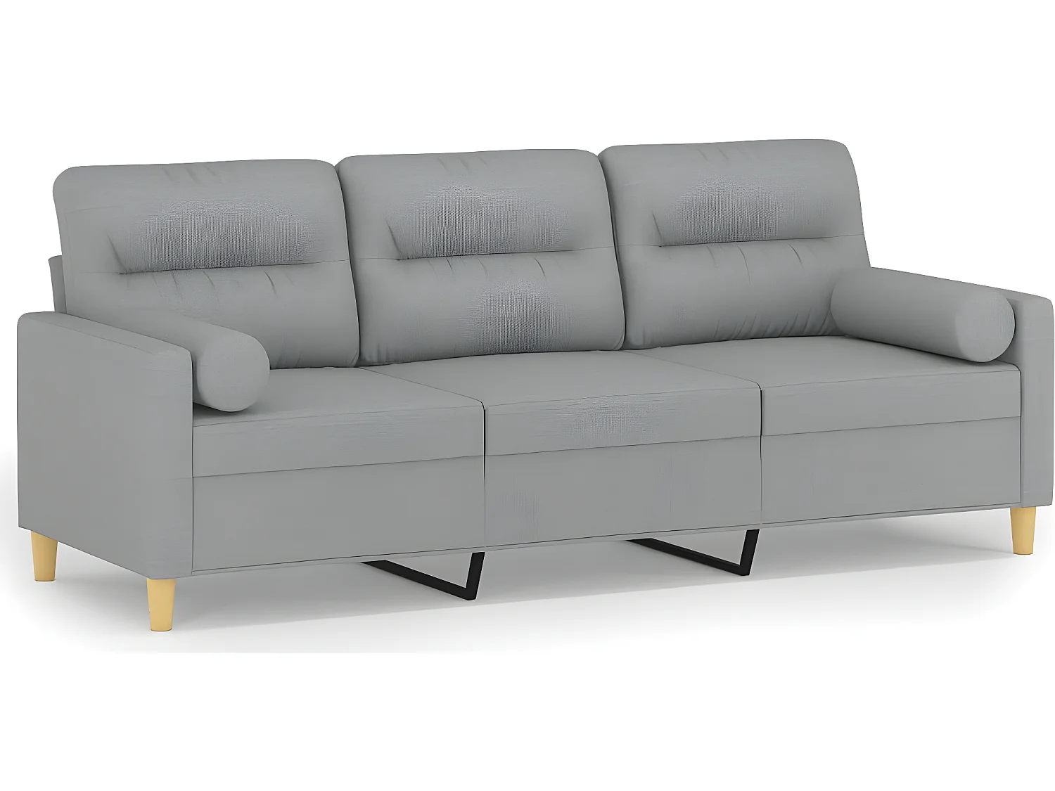 Canapé 3 places avec oreillers gris clair 180 cm tissu