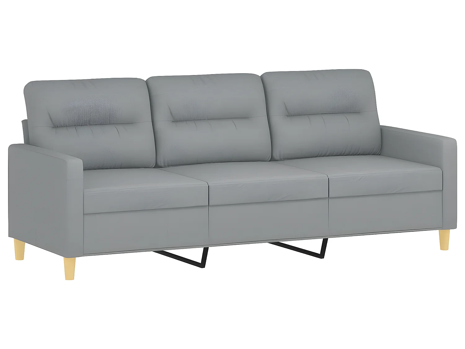 Canapé 3 places avec oreillers gris clair 180 cm tissu