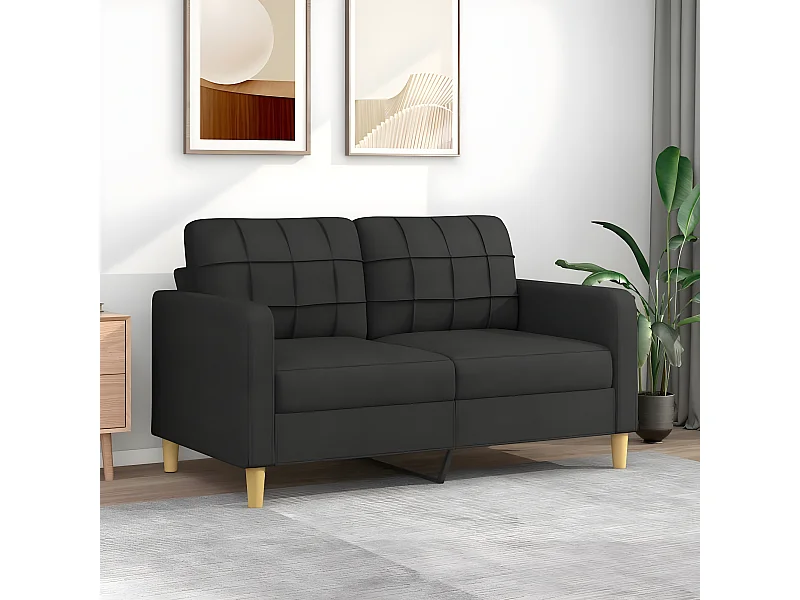 Sofá 2 plazas Negro 140 cm Tela