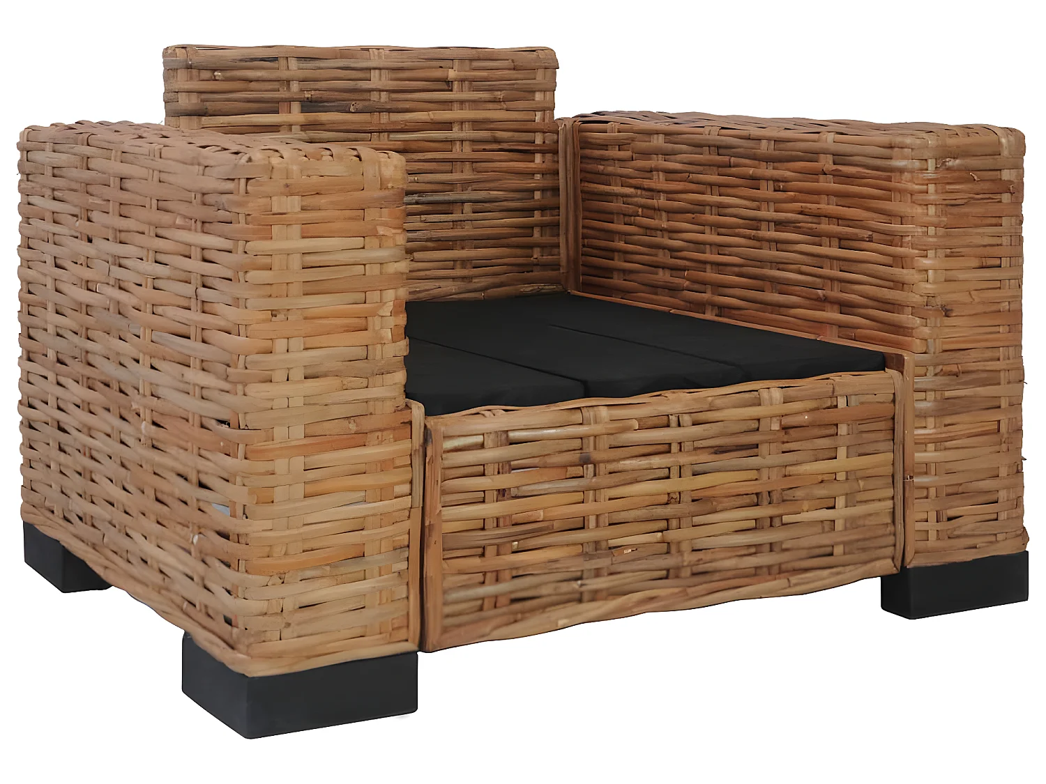 3-delige bankstel met kussens Natuurlijk rotan