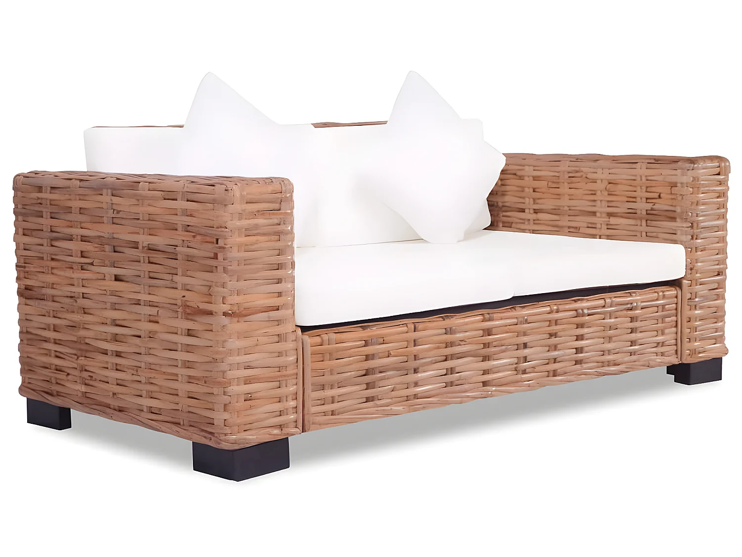 3-delige bankstel met kussens Natuurlijk rotan