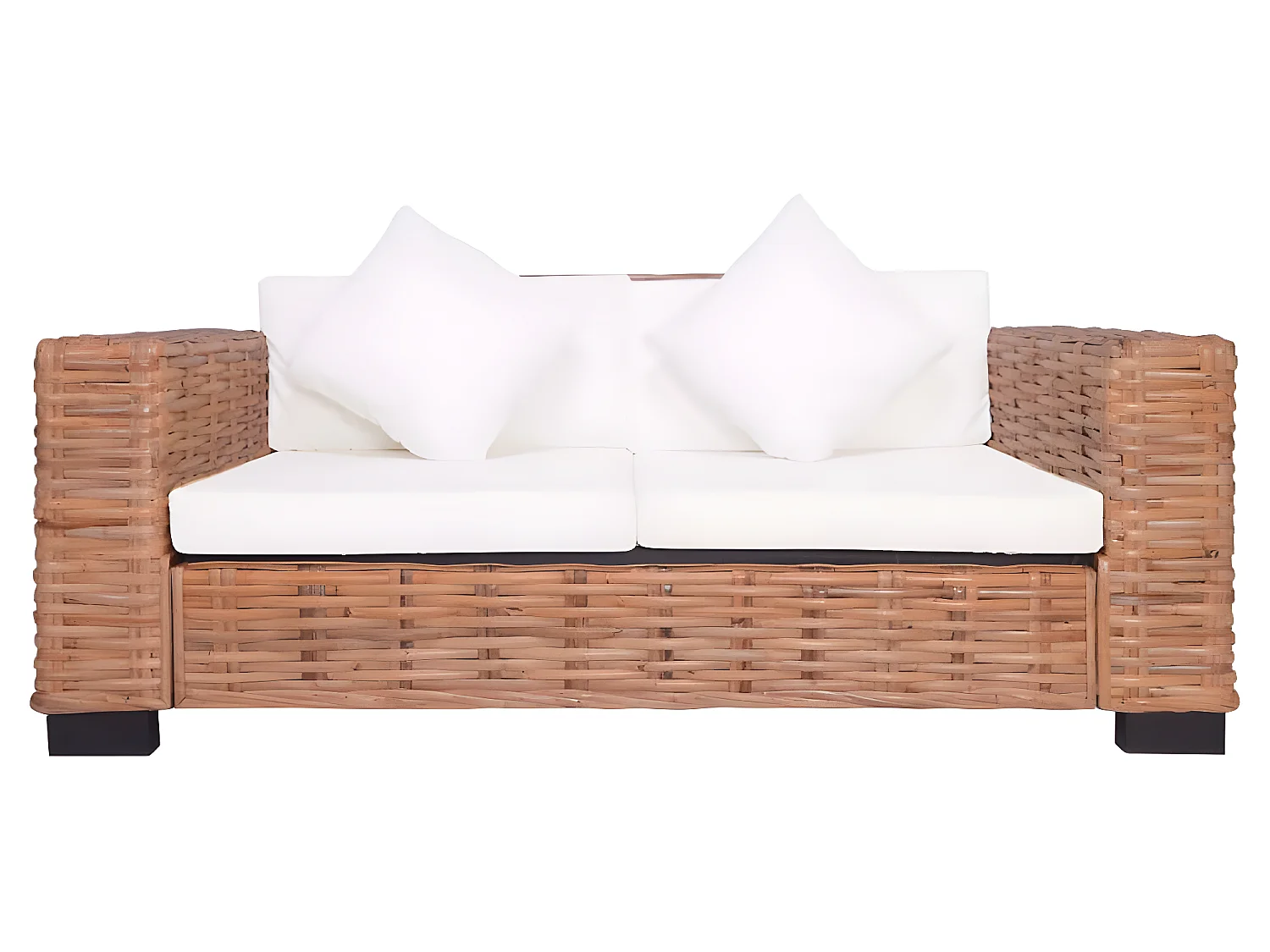 3-delige bankstel met kussens Natuurlijk rotan