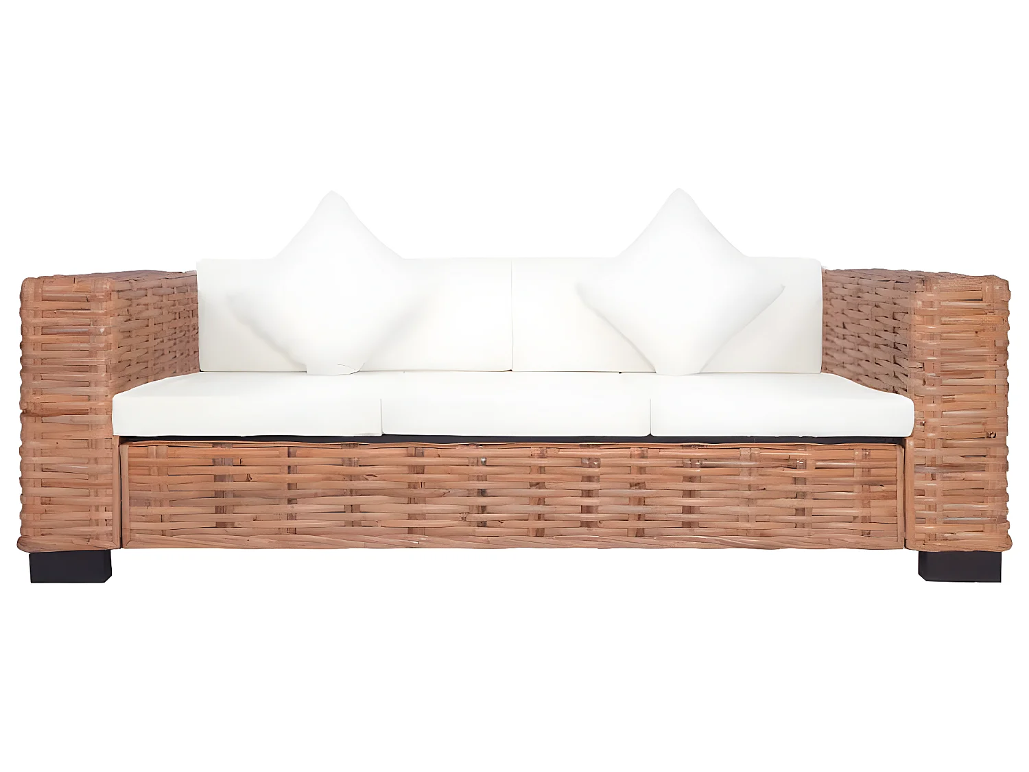 3-delige bankstel met kussens Natuurlijk rotan