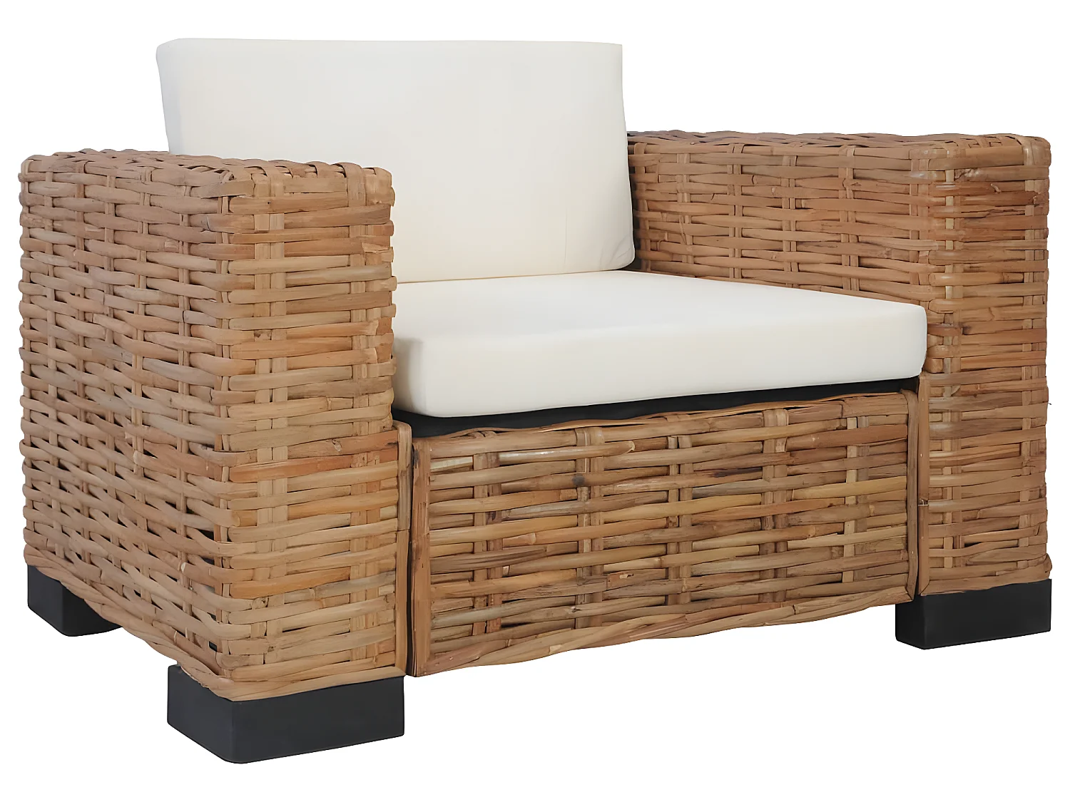 3-delige bankstel met kussens Natuurlijk rotan