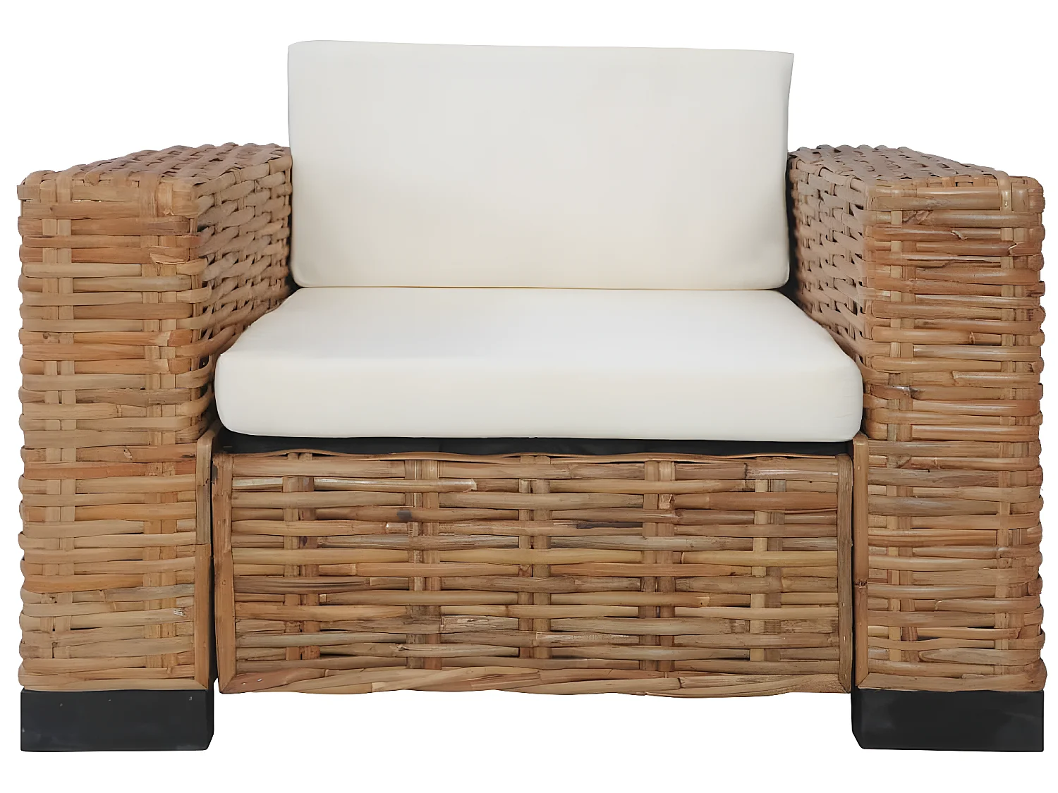 3-delige bankstel met kussens Natuurlijk rotan