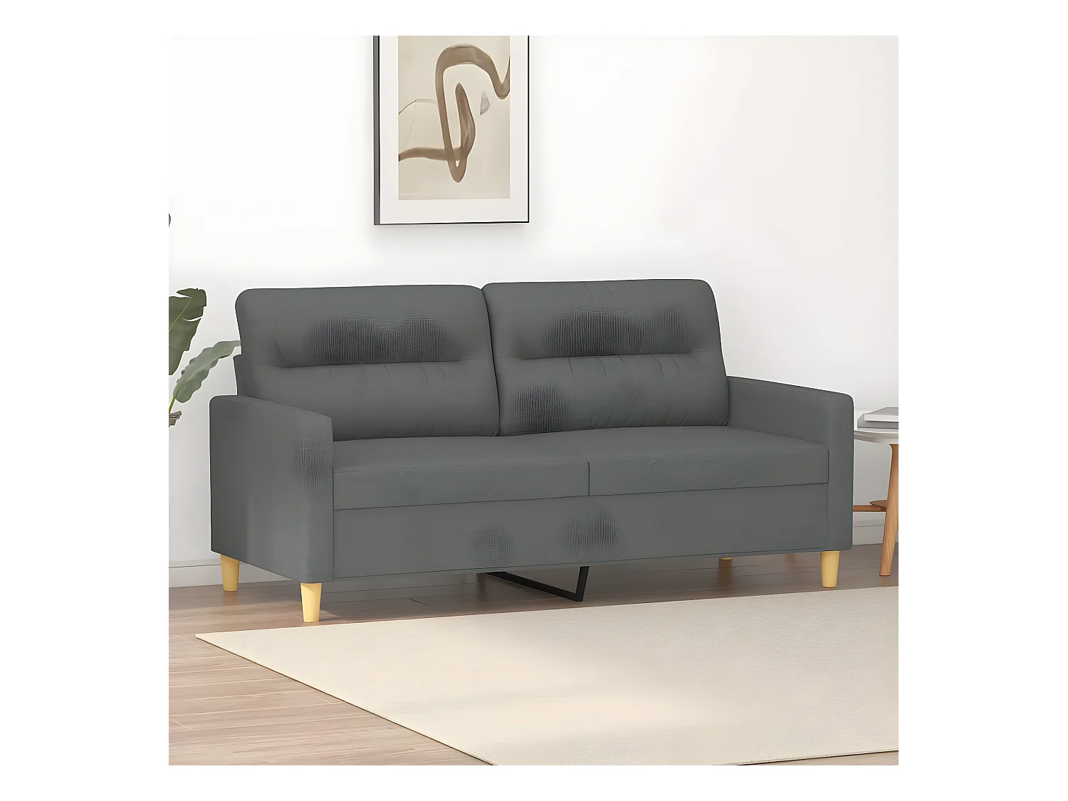 Canapé à 2 places Gris foncé 140 cm Tissu
