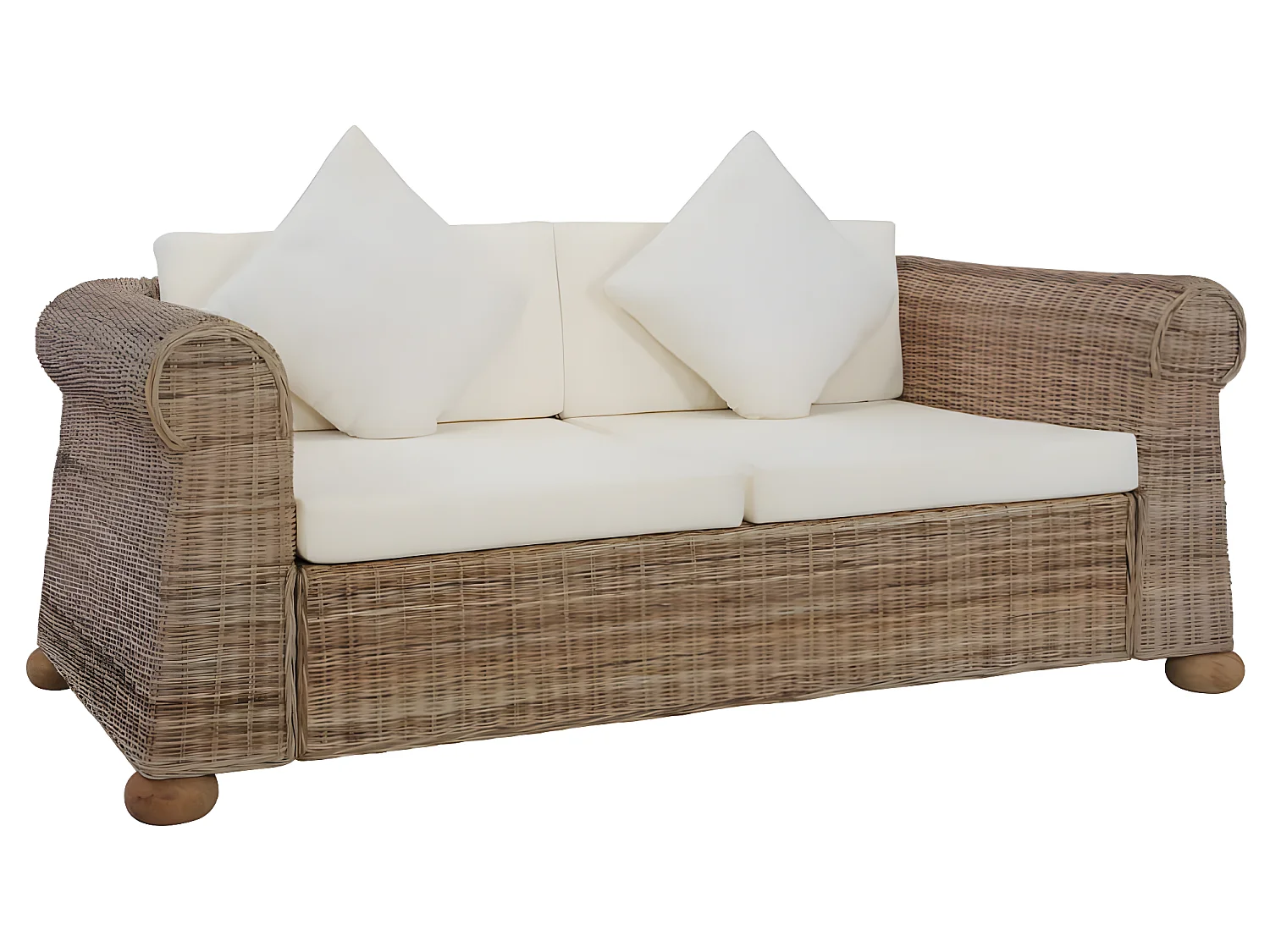 Ensemble de canapés 2 pcs avec coussins Rotin naturel