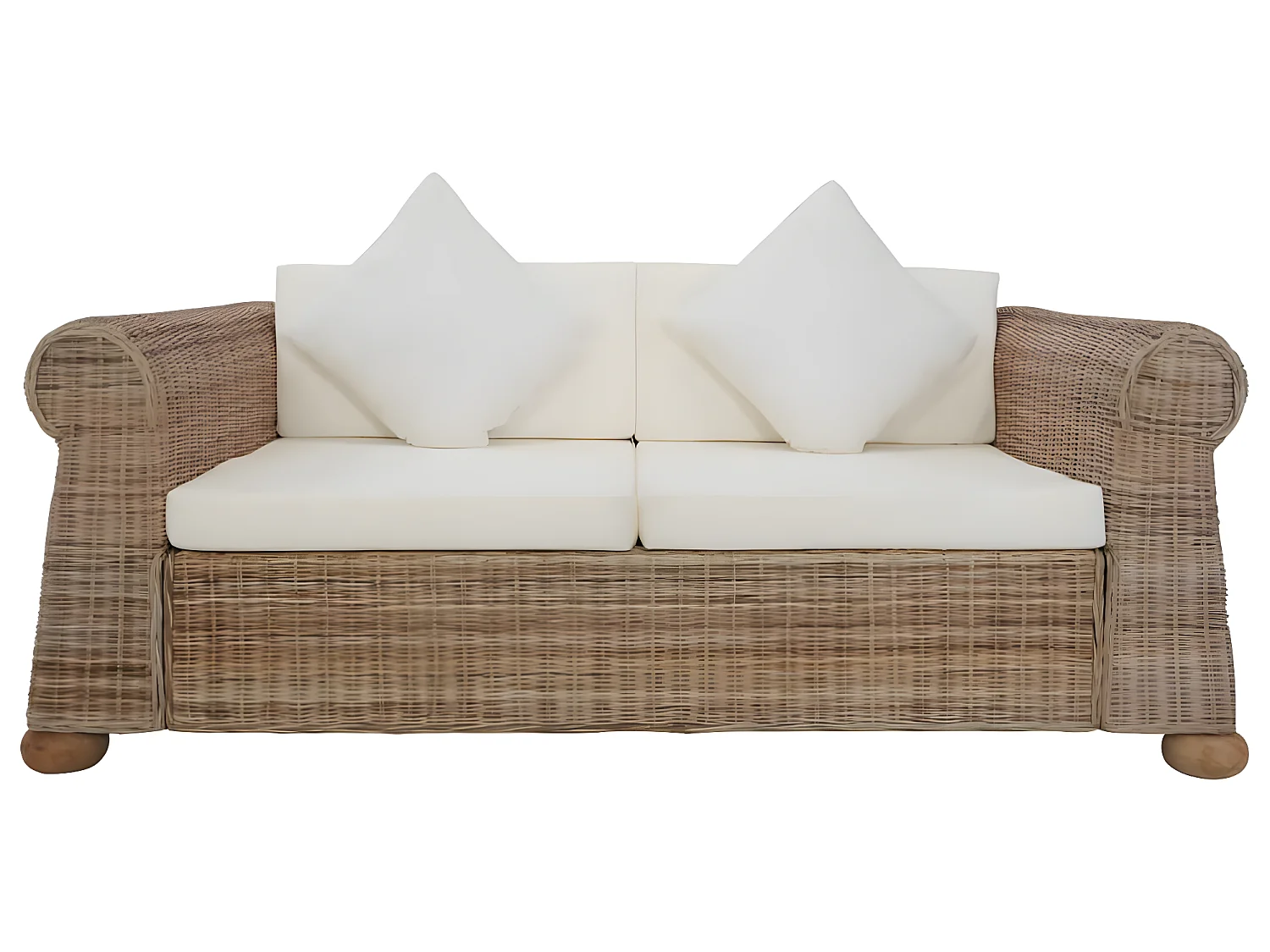 Ensemble de canapés 2 pcs avec coussins Rotin naturel