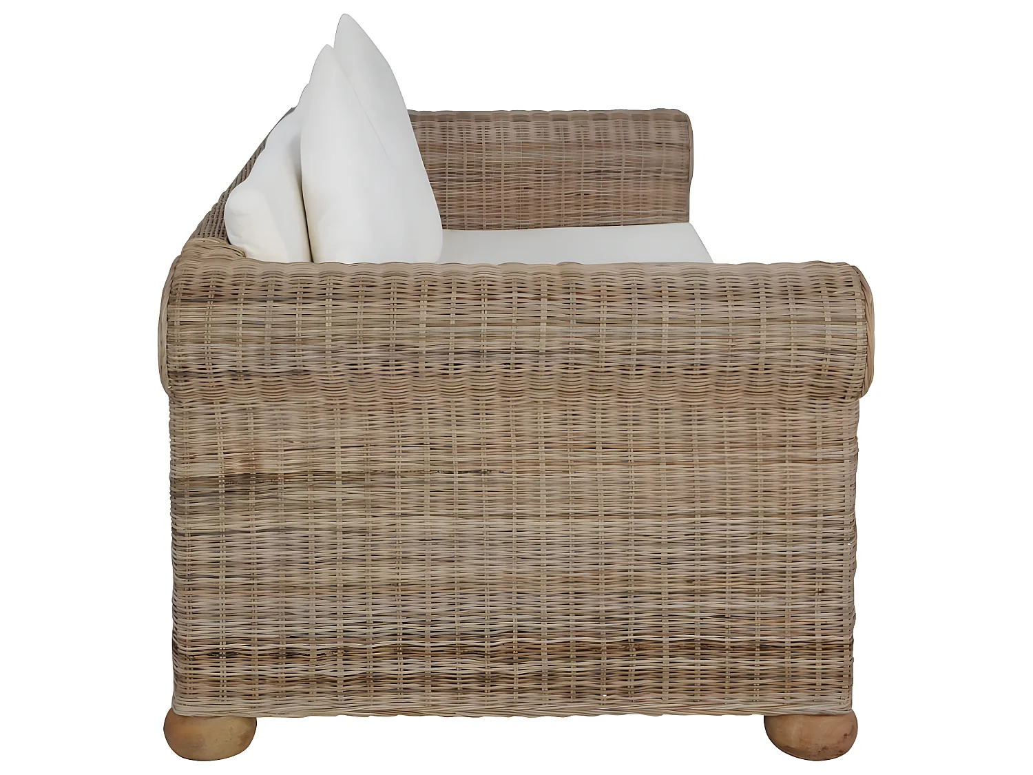 Ensemble de canapés 2 pcs avec coussins Rotin naturel