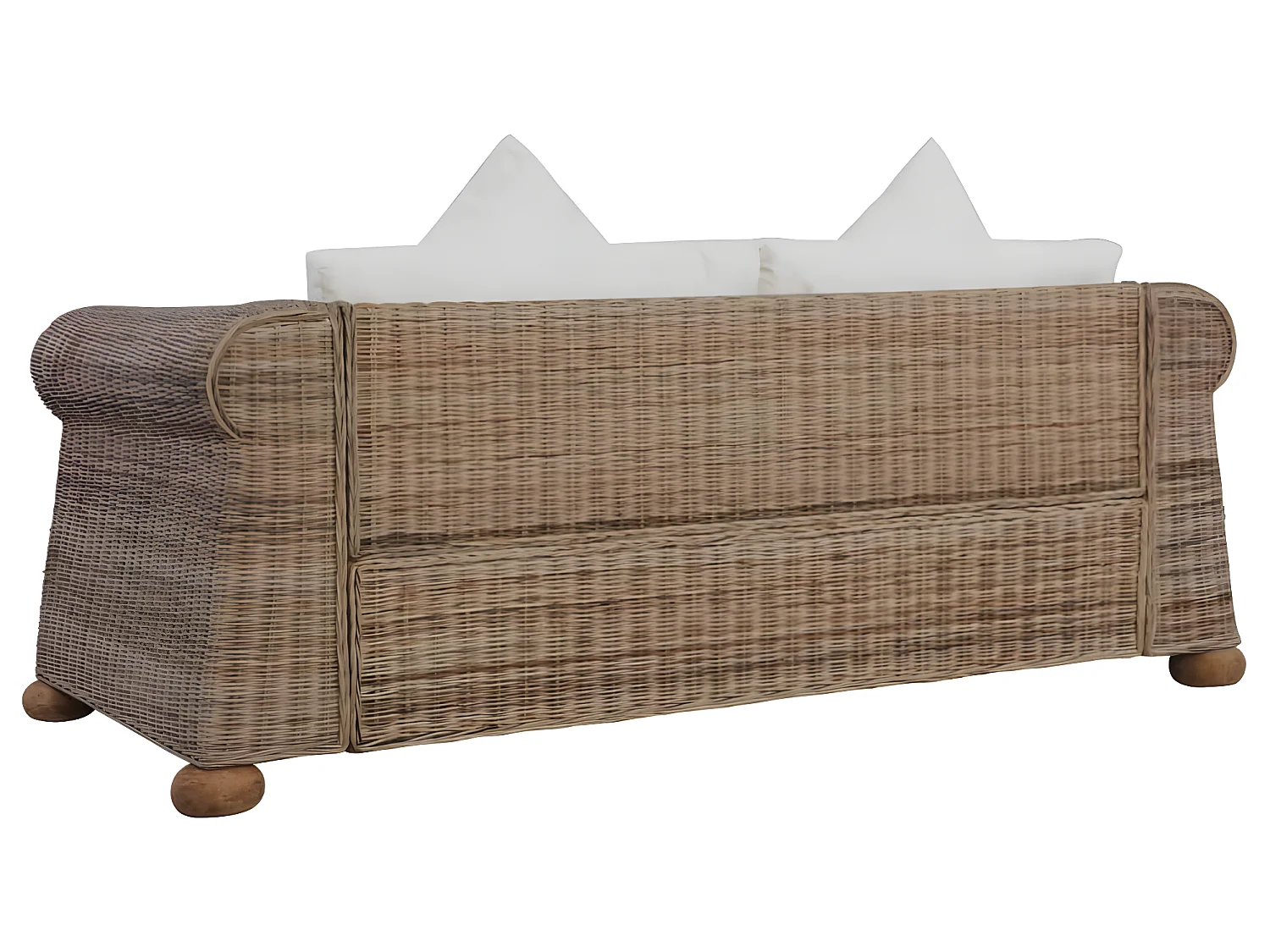 Ensemble de canapés 2 pcs avec coussins Rotin naturel