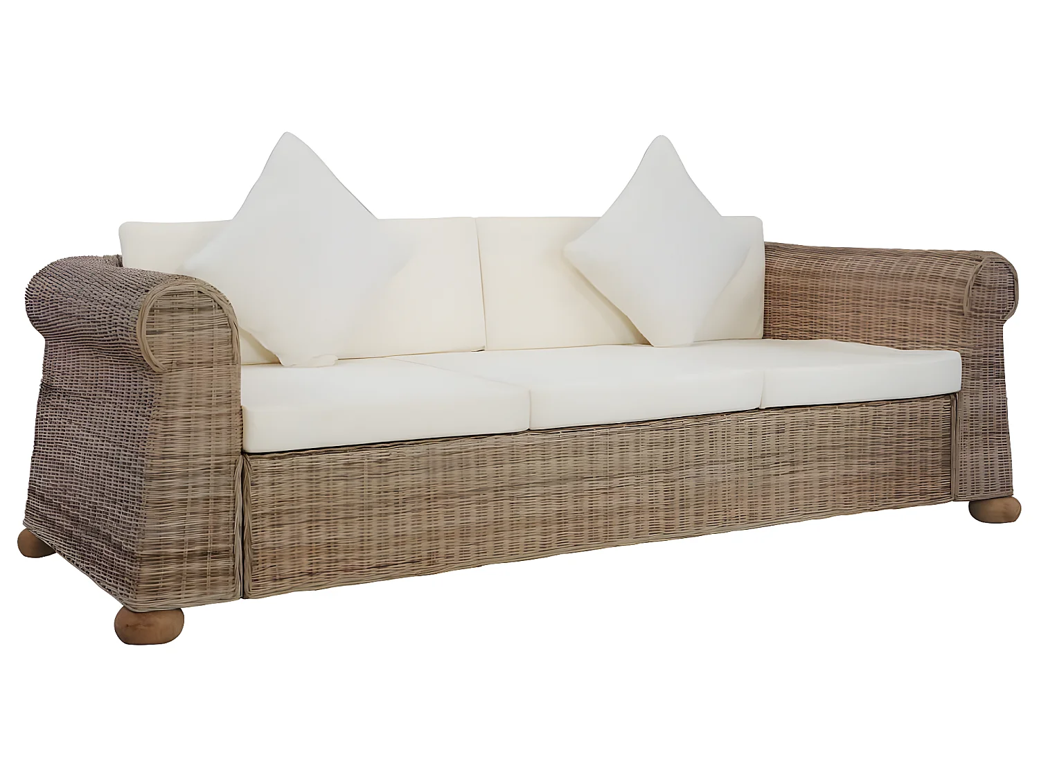 Ensemble de canapés 2 pcs avec coussins Rotin naturel