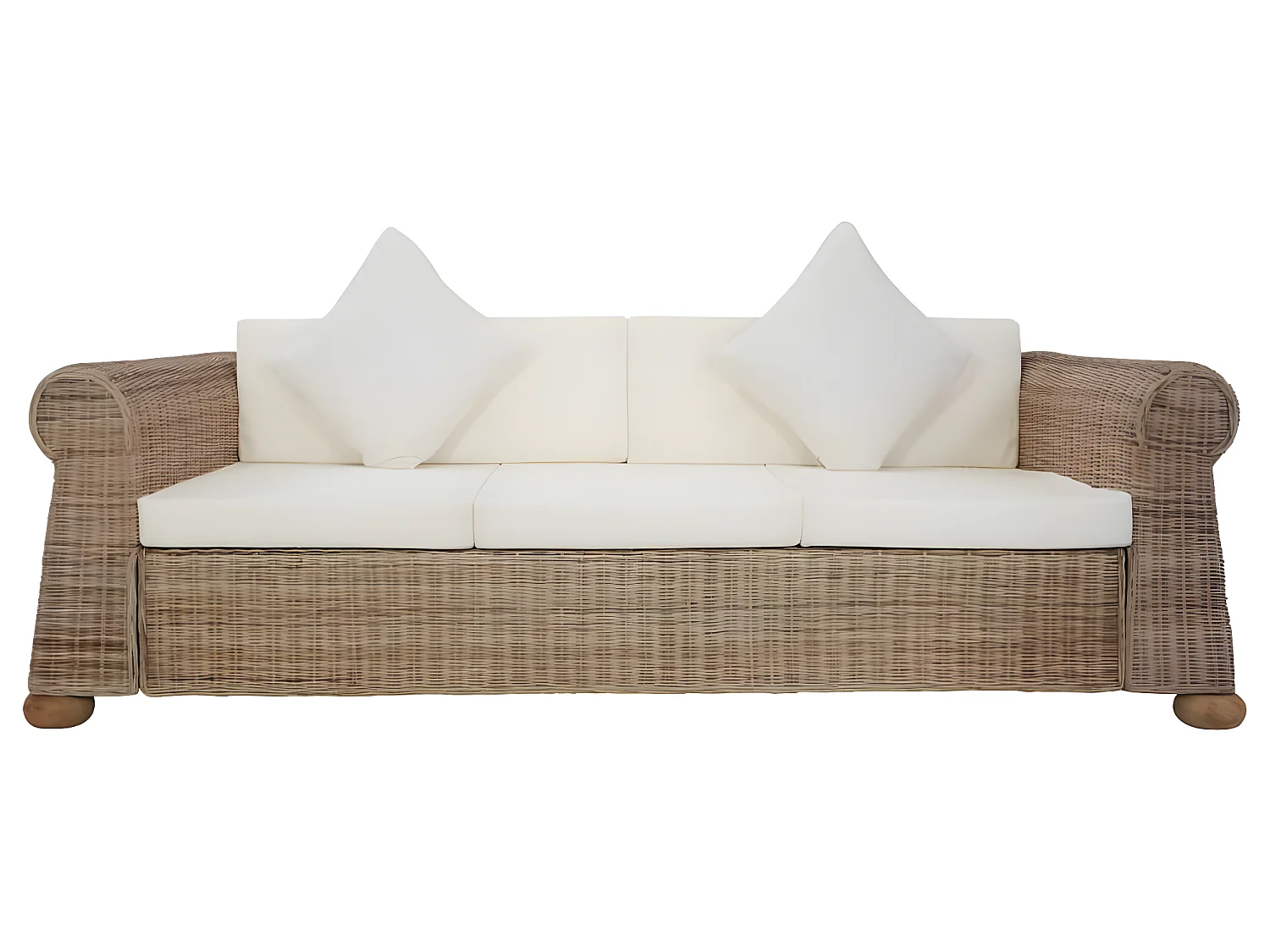 Ensemble de canapés 2 pcs avec coussins Rotin naturel