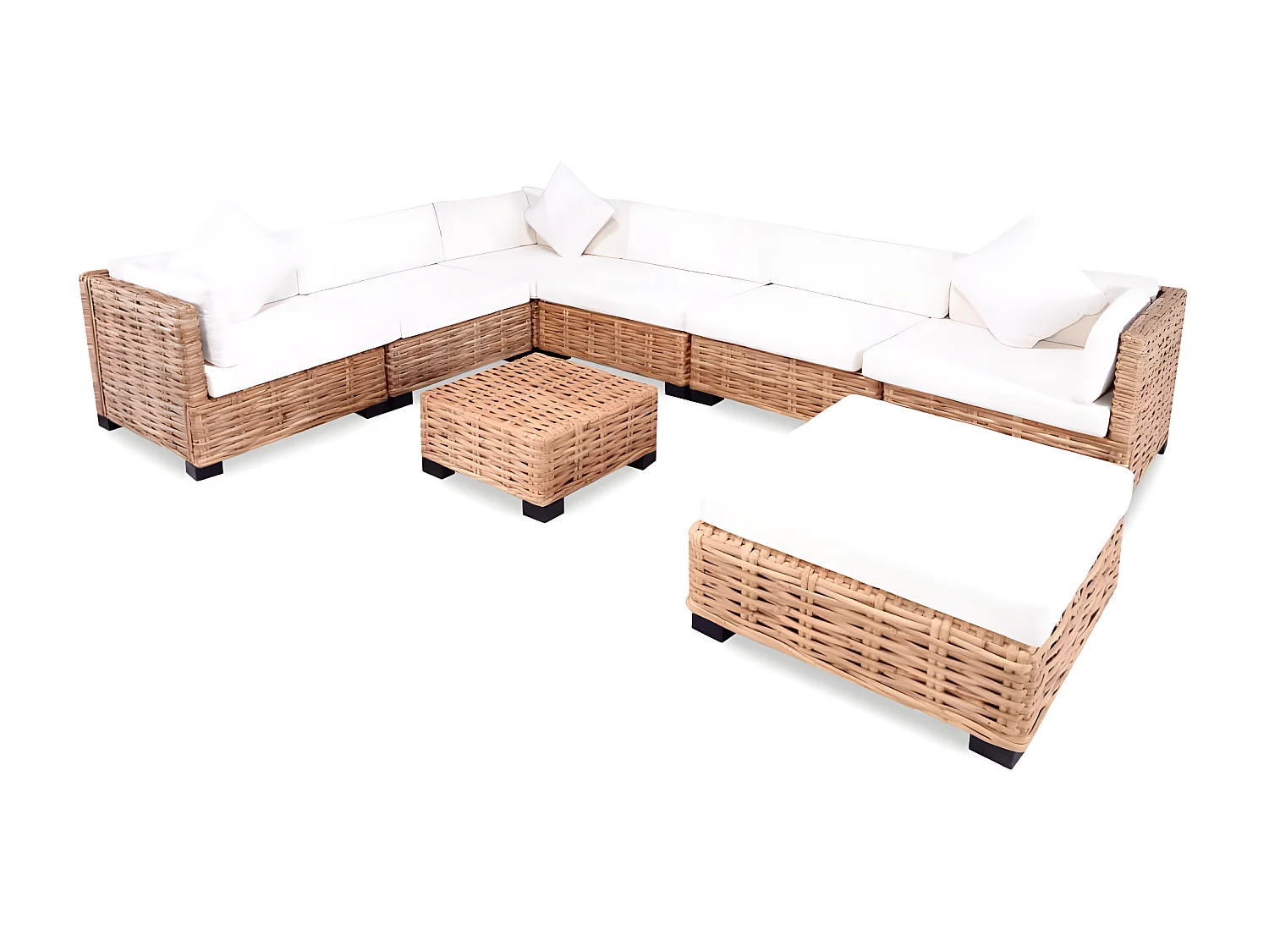 Bankstel 27-delig Naturel rotan