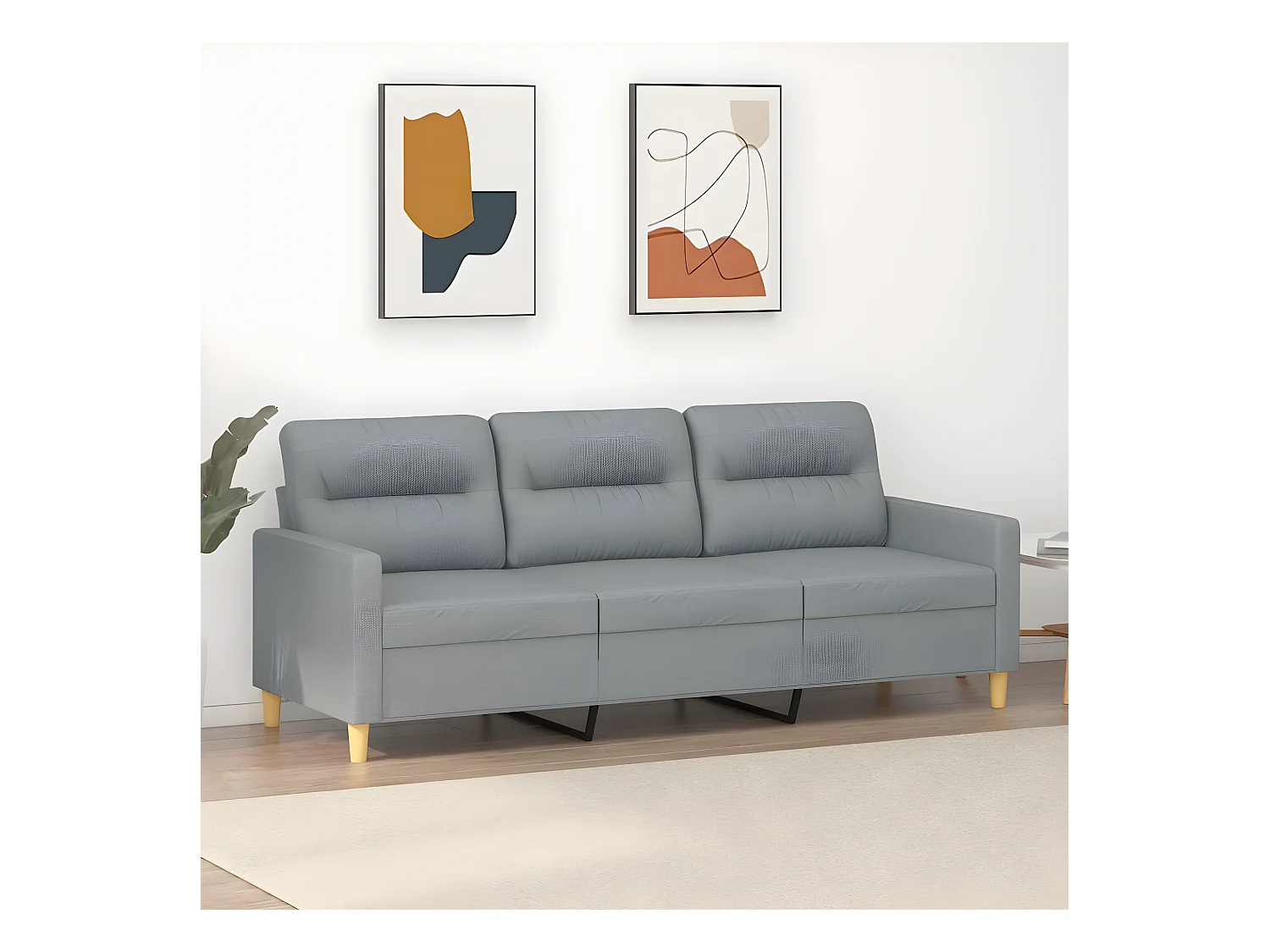 Canapé à 3 places Gris clair 180 cm Tissu