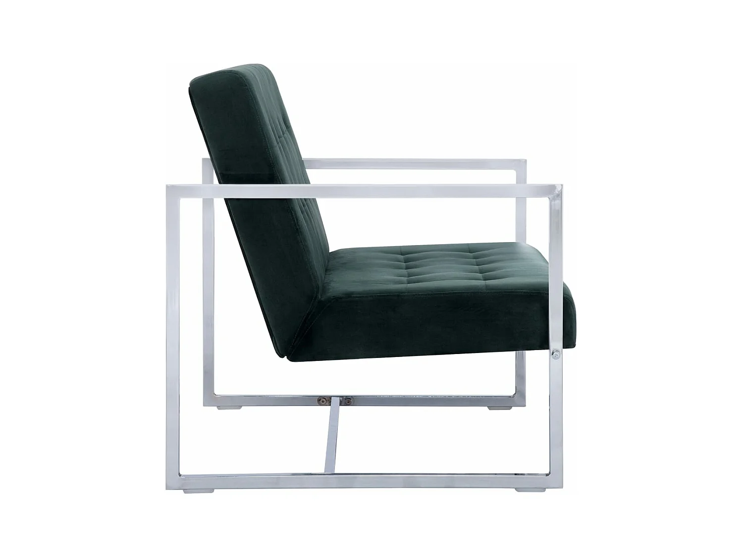 Canapé 2 places avec accoudoirs Vert foncé Chrome et velours