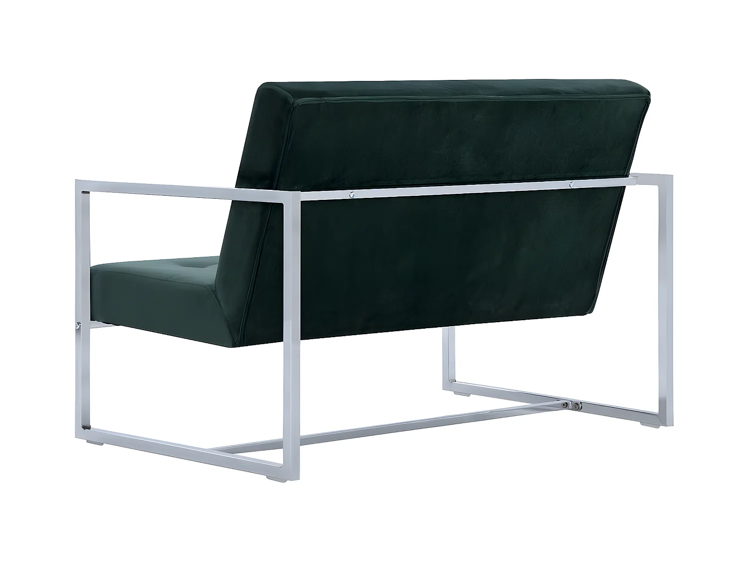Canapé 2 places avec accoudoirs Vert foncé Chrome et velours