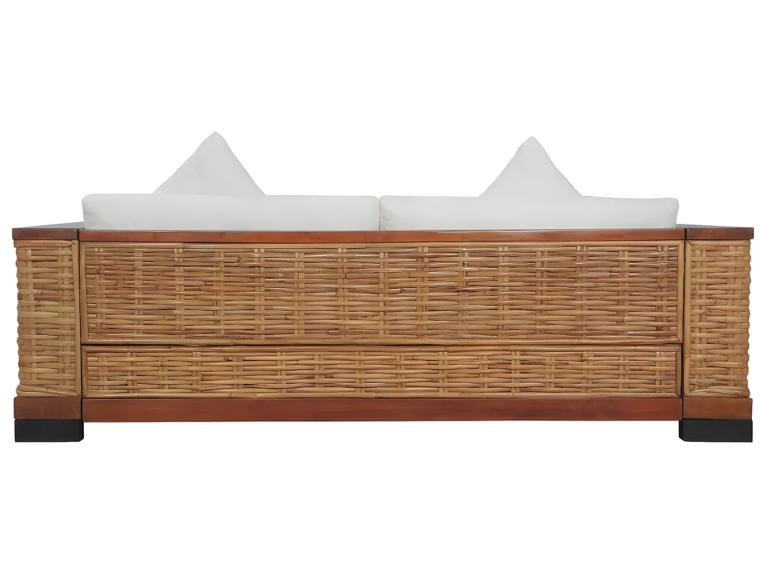 Canapé à 3 places avec coussins Marron Rotin naturel