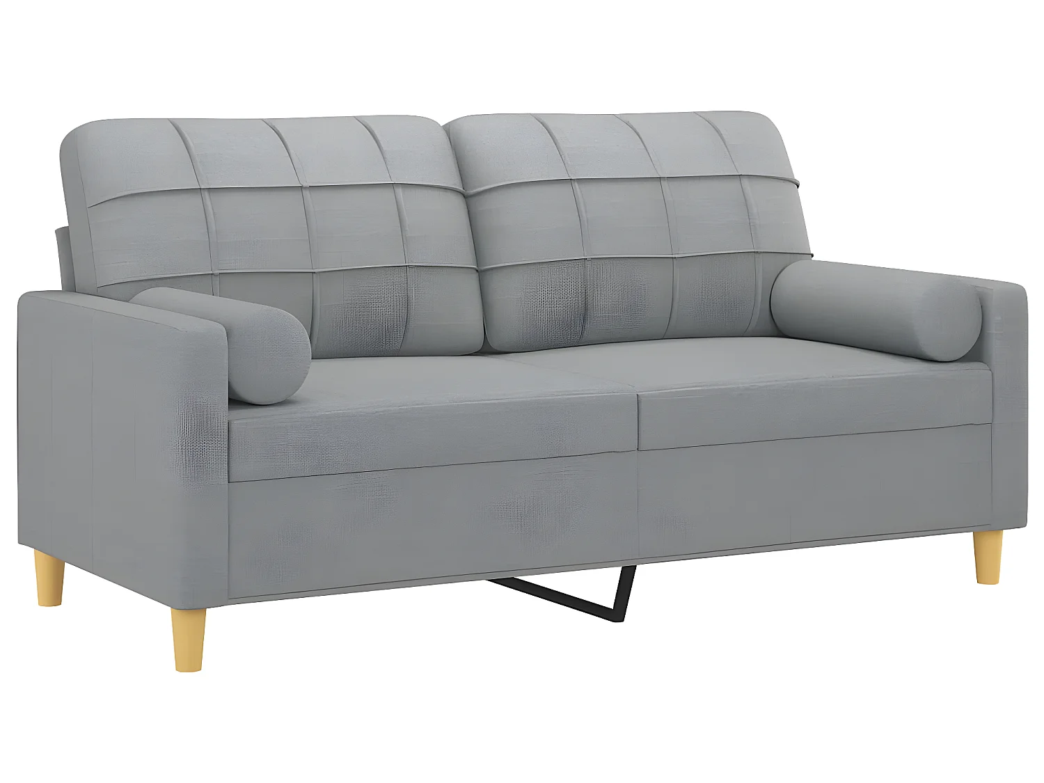 Divano 2 posti con cuscini in tessuto grigio chiaro 140 cm