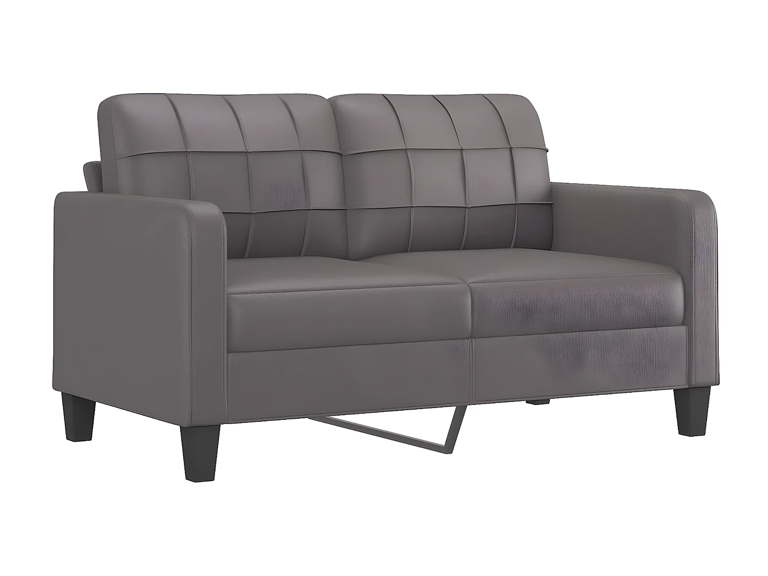 Divano 2 posti con cuscini decorativi grigi 140 cm in ecopelle