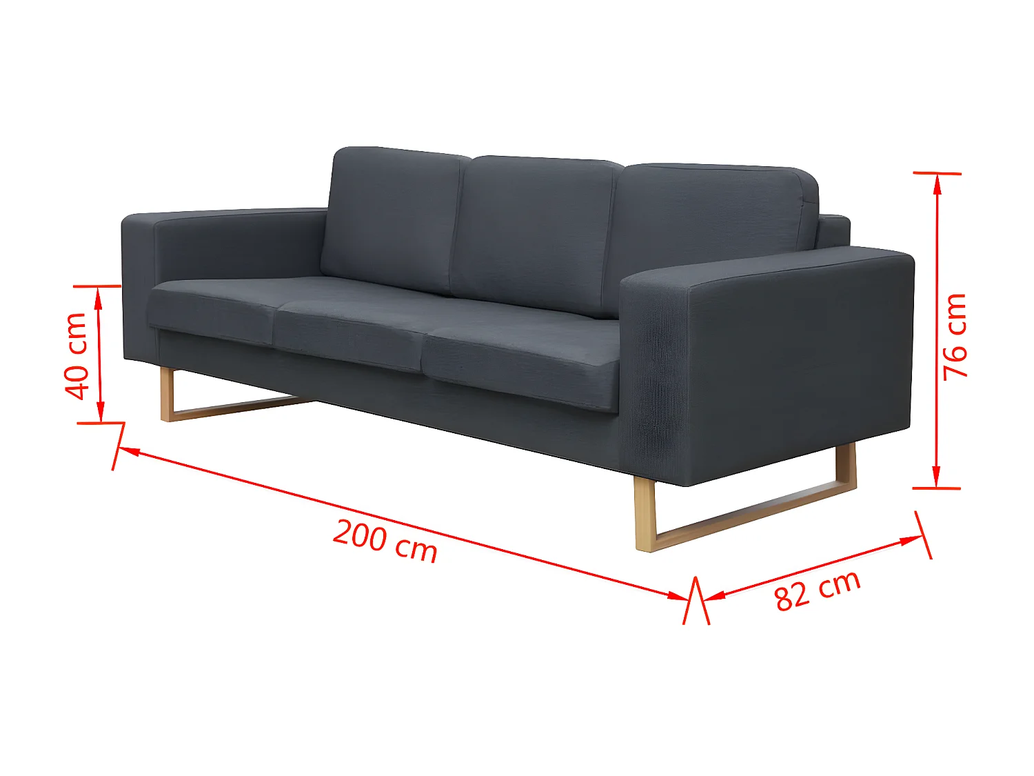 Bank met 3 zitplaatsen Donkergrijze stof