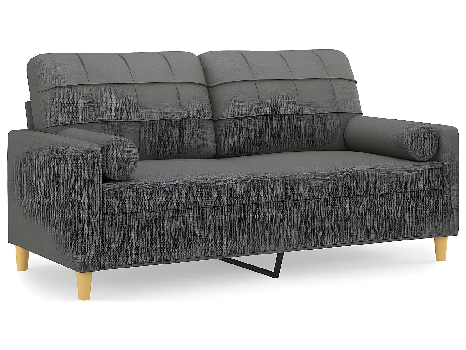 Canapé 2 places avec oreillers gris foncé 140 cm tissu