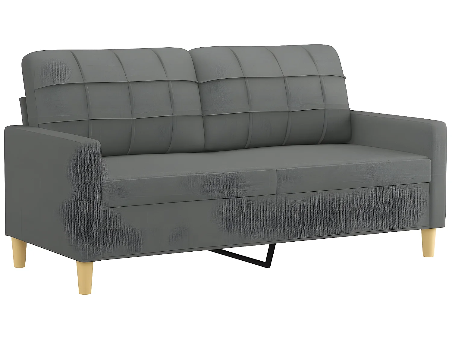 Canapé 2 places avec oreillers gris foncé 140 cm tissu