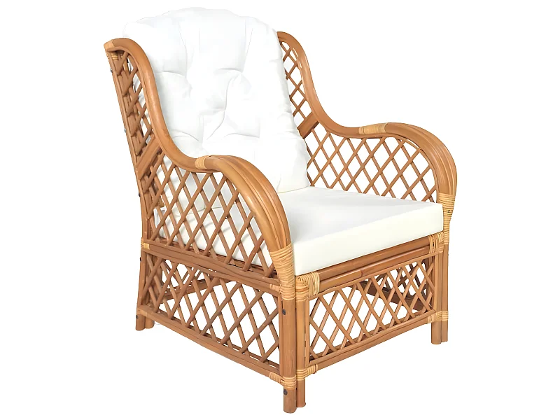 Canapé avec coussin Marron clair Rotin naturel et lin