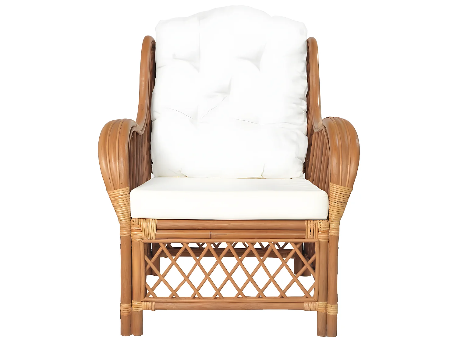 Canapé avec coussin Marron clair Rotin naturel et lin