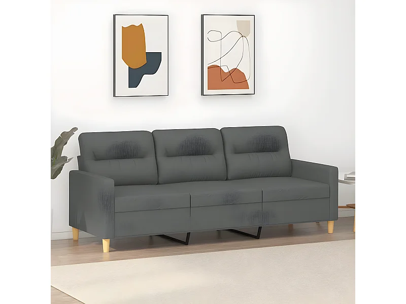 Divano 3 posti Tessuto grigio scuro 180 cm