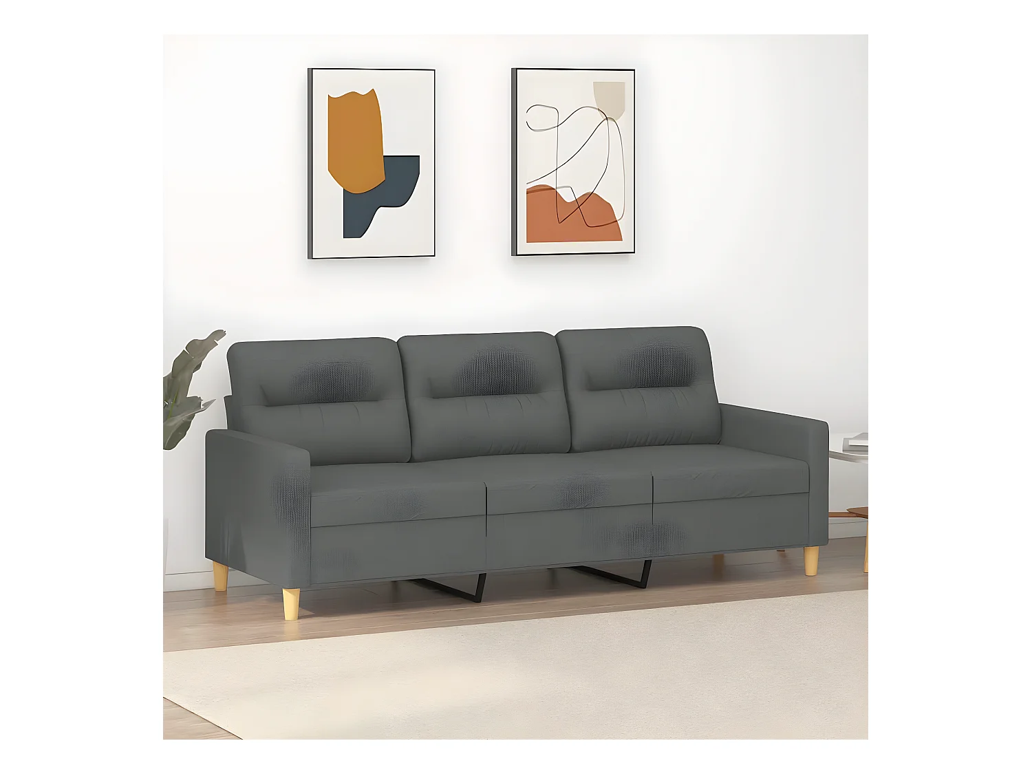 3-Sitzer-Sofa Dunkelgrau 180 cm Stoff